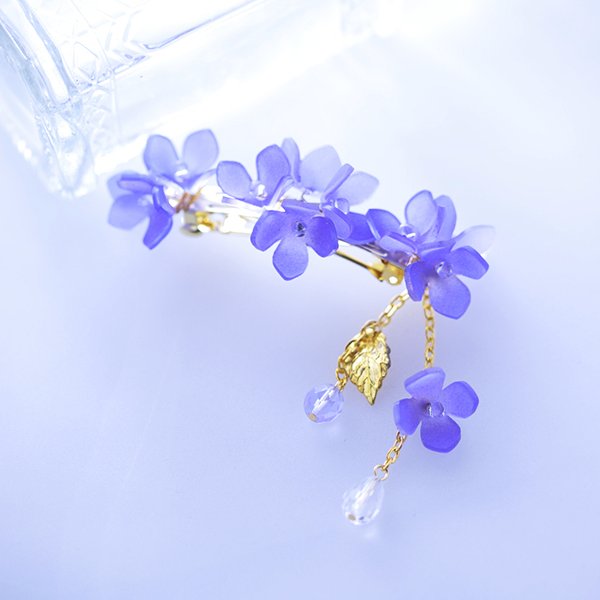 紫陽花のバレッタ（紫）