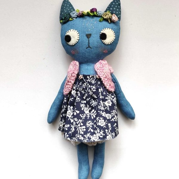 猫　ハンドメイドドール　人形　手作り人形　猫の置物　プレゼント　誕生日