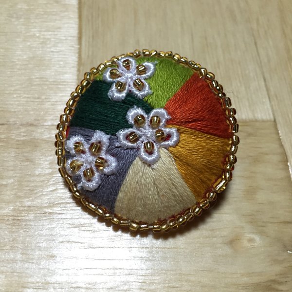 ビーズ刺繍くるみボタン(*☻-☻*)