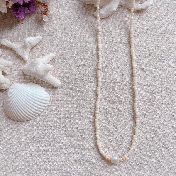 \ new /  beads necklace 〈white×perl〉