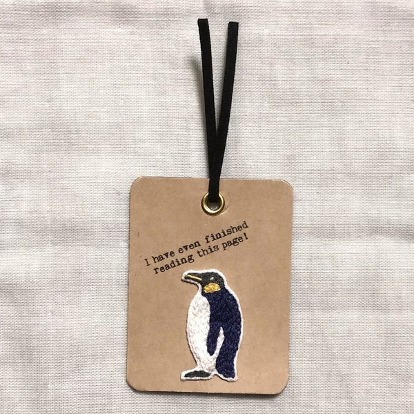 かわいいペンギンの刺繍ブックマーカー