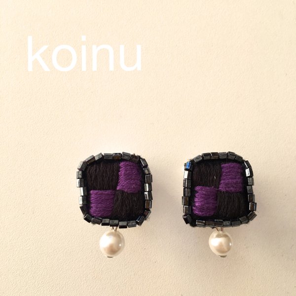 刺繍とパールのピアス