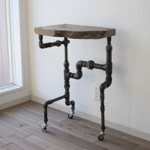 【現品限り】vintage iron side table 720*430*350 古材 サイドテーブル アンティーク ビンテージ パイプ 棚 インダストリアル ウッド   