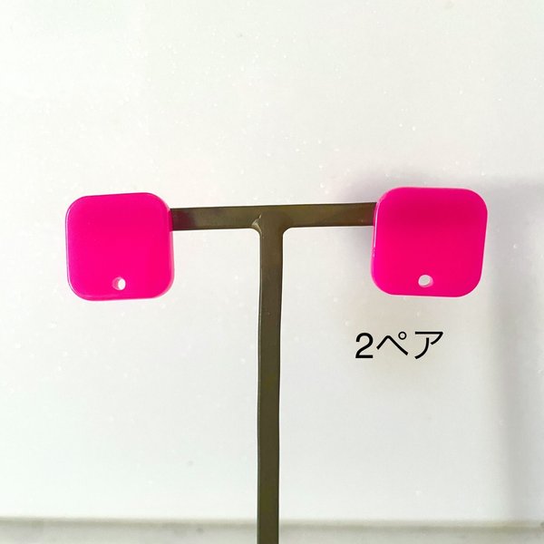 Neon Pink Square Earrings
