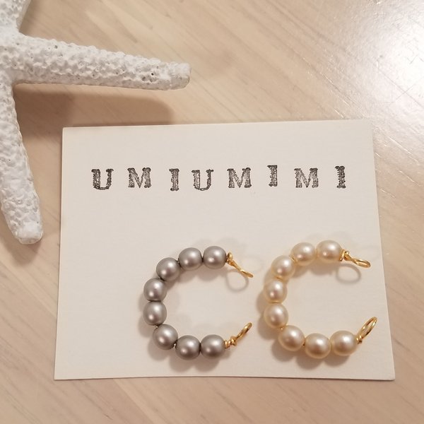 umiumimi イヤーカフ（ホワイト × グレー）セット ☆ パール シンプル 