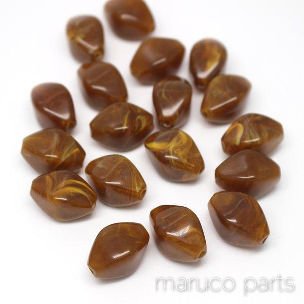 【マーブル天然石調＊ライス＊15個＊両穴】【1#ブラウン①】ヴィンテージ風◎beads-063-c1-m