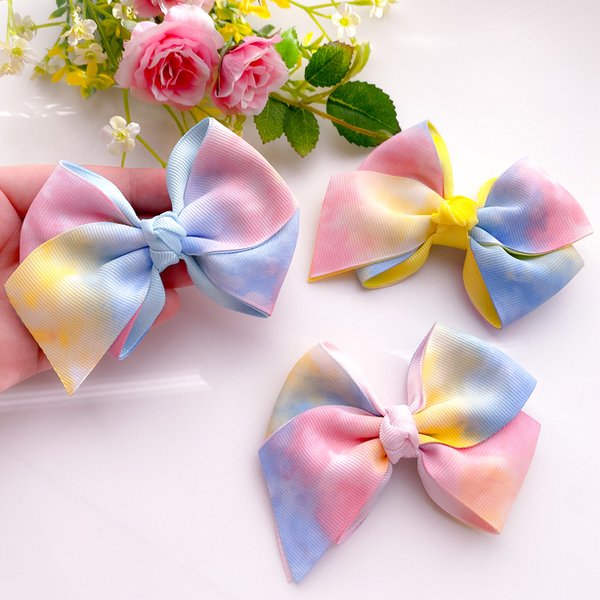 Tai day hair bow clip - タイダイ リボン ヘアクリップ