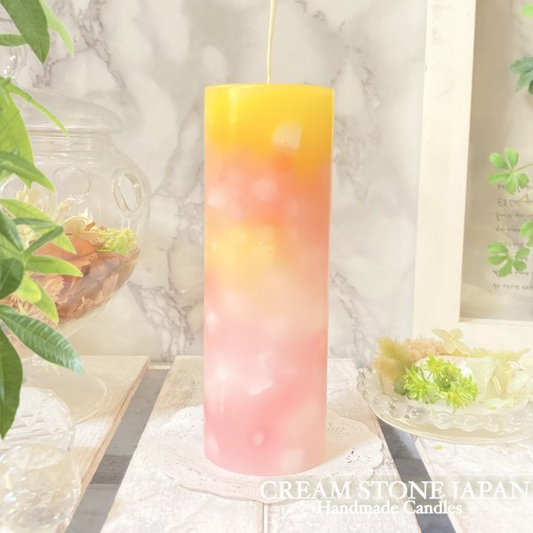 Φ5.1cm×H15cm ペタルキャンドル (ミモザ) № 000766 /Gradation Candle