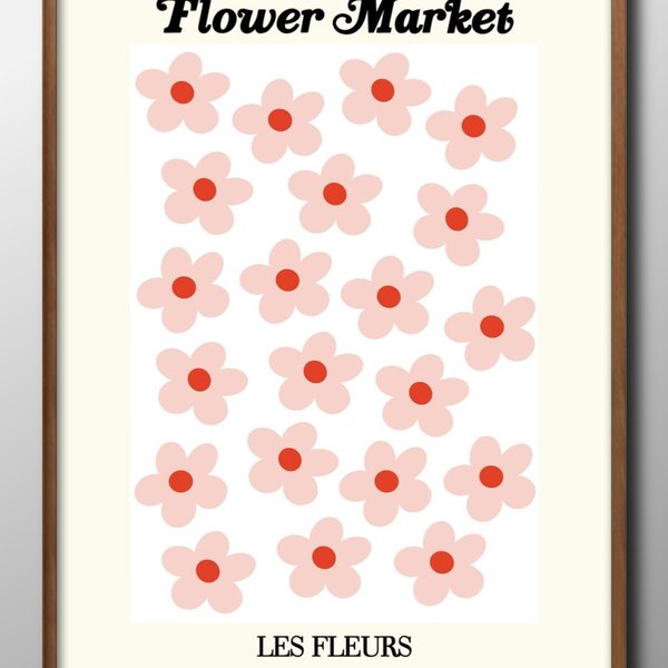 11753■A3アートポスター『花　フラワーマーケット』絵画/イラスト/デザイン/上級マット紙採用/北欧