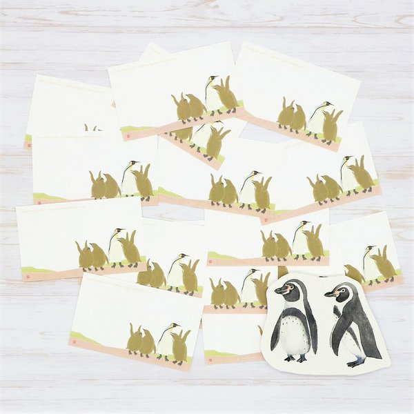 「Penguins are Power birds」collection　メッセージカード ▷18枚セット【キングペンギン親子】