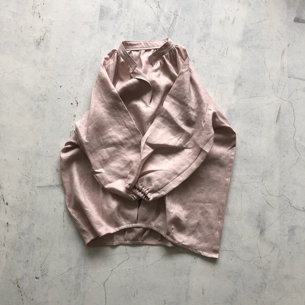 【春SALE】L/LL　ダスティピンク/ラグランチュニック frech linen100%