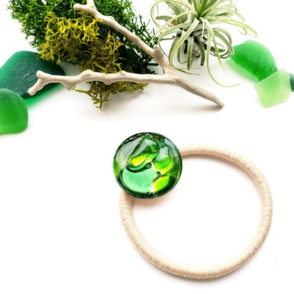 Green seaglass hair accessory 