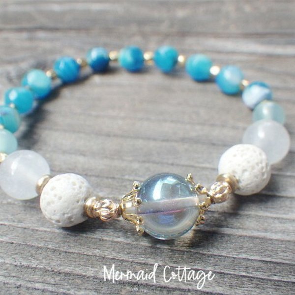 Ocean Ombre Aroma Essential Oil Bracelet☆シャボン玉☆アクアオーラ