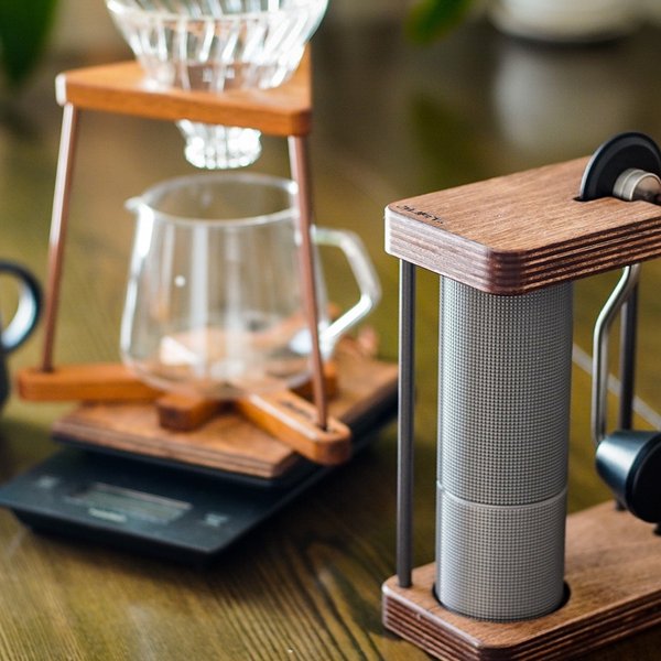 JHAT.. Coffee grinder stand for TIMEMORE C2 C3 , C2MAX C3MAX  "White birch"