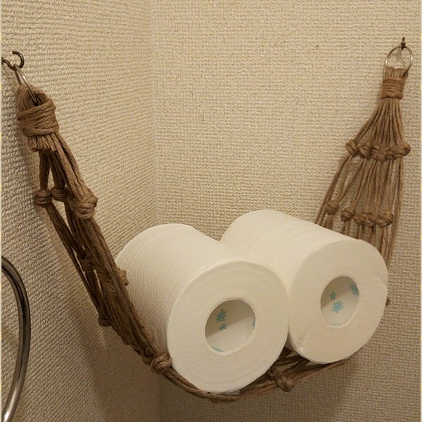 【 送料無料 】トイレ収納　トイレットペーパーホルダー 　麻紐 