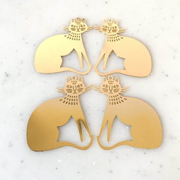 Gold Cat Pendant Tops