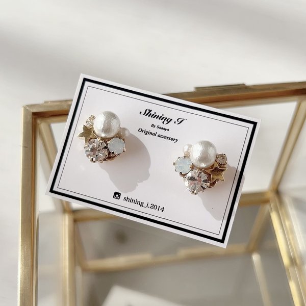 ⚫︎Sale : White night / Pierce, Earrings