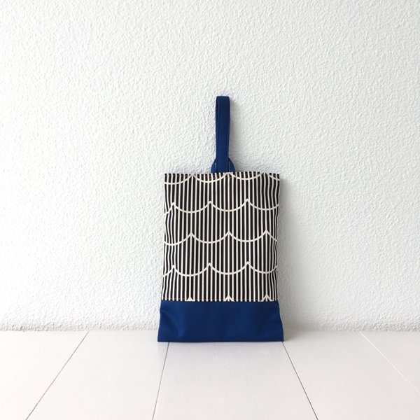  SALE1560円→1280円 28×20.5 Stripe×Arabian blue＊シューズバッグ＊上履き入れ