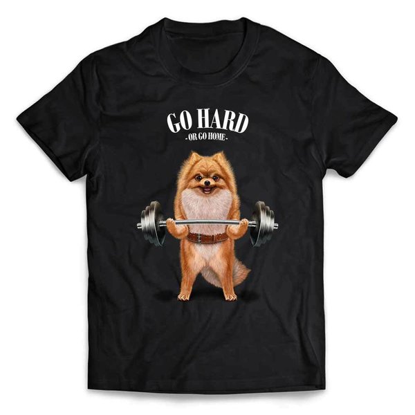 半袖Tシャツ 筋トレ やる気がないなら家に帰れ ポメラニアン 犬 by FOX REPUBLIC