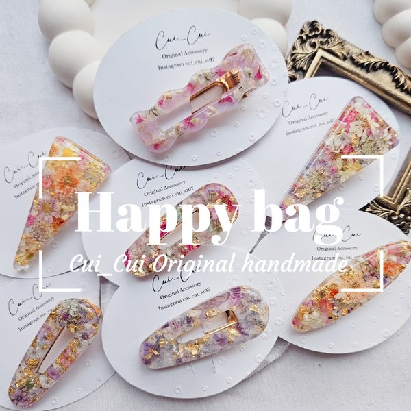 【･.｡*･.｡*Happybag･.｡*･.｡*】colorfulパープル系 /レジンヘアクリップ/福袋