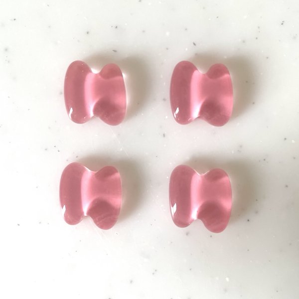 Clear Pink Ribbon Shaped Cabochons