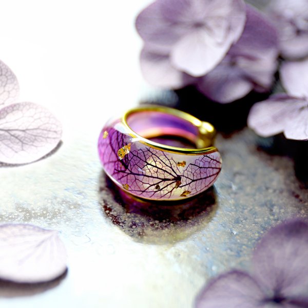 紫陽花の水中花 イヤーカフ