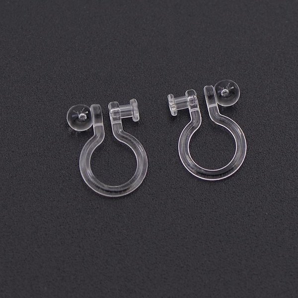 16個(8ペア)  【P07】丸皿樹脂ノンホールピアス  アレルギー対応  イヤリング　アクセサリーパーツ