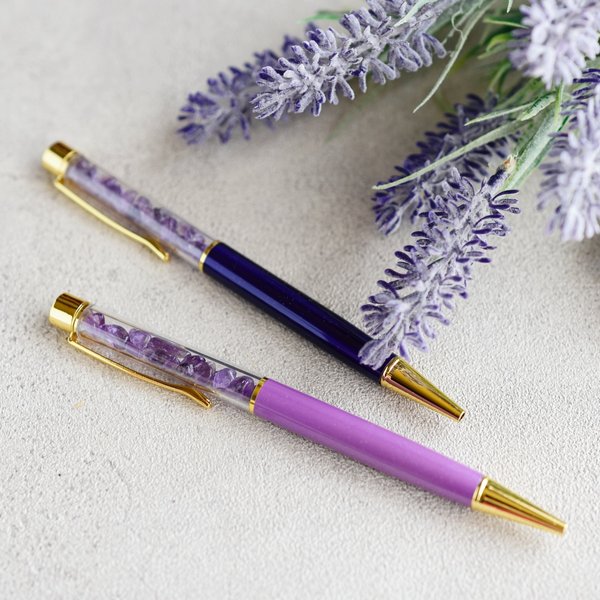 男性にも♪【アメジスト・ボールペン】紫色 古希祝い・喜寿祝い・ご夫婦ペアギフトに