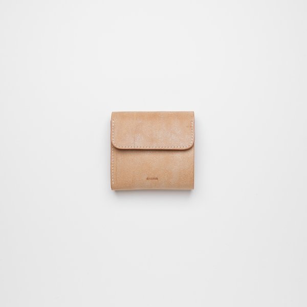 "flap compact wallet" color : natural                                        コンパクトウォレット　財布　イタリアンレザー　