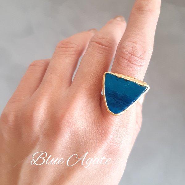 『Blue Agate』の世界でひとつの天然石リング