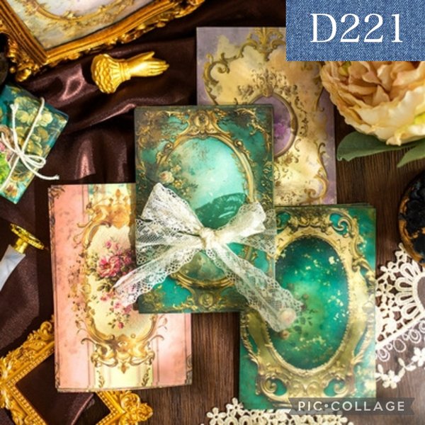 D221★Rococo palace wall★素材紙4種類セット★コラージュに★