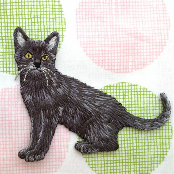 アップリケワッペン　黒猫 ブラックキャット W-0174