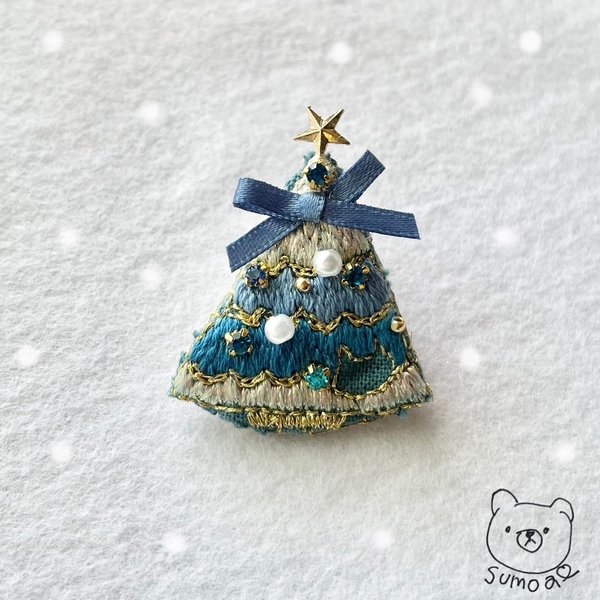 クリスマスツリー＊刺繍ブローチ