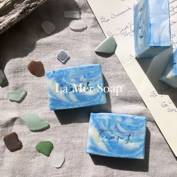 海石鹸　La Mer Soap ミント&シトラス石鹸　手作り石鹸 ハンドメイド石鹸　雑貨石鹸　夏　summer 