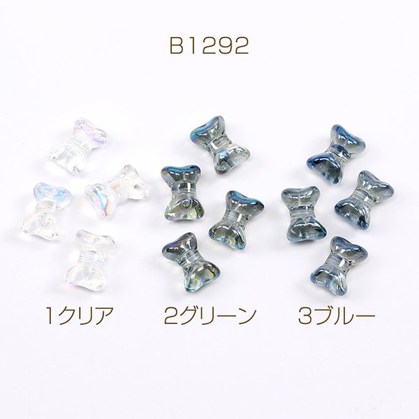 B1292-3  60個  メッキガラスビーズ リボン 縦穴 10×14mm  3X（20ヶ）