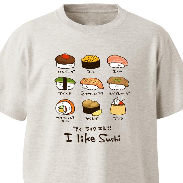 I LIKE SUSHI !!【オートミール】ekot Tシャツ <イラスト：タカ（笹川ラメ子）>