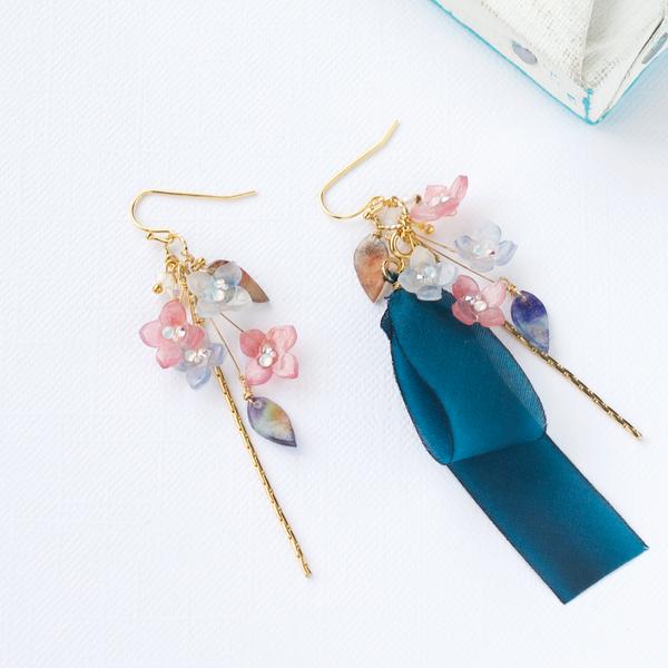 『ルノワール ピアノを弾く少女たちの色彩bouquet Silk ribbon ピアス/イヤリング』▷水彩ジュエリー