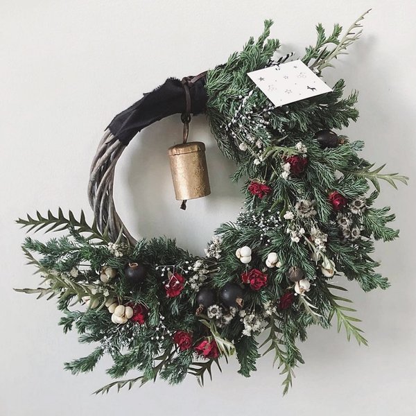 christmas wreath " rose half  " フレッシュリース クリスマスリース クリスマス グリーン