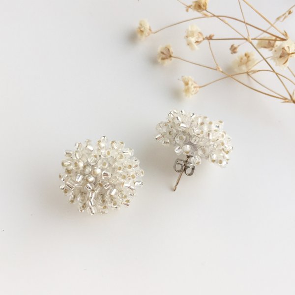 sparkling beads flowerピアス/イヤリング (サイズ25mmのみ再販)