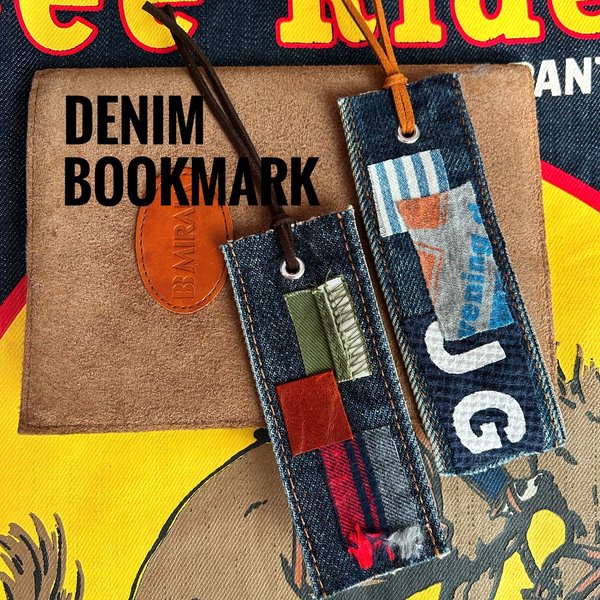 ☆一点物☆２個セット☆DENIM  BOOKMARK・栞・デニムリメイク☆