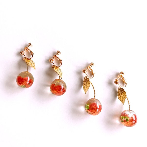 【さくらんぼ】shabby terracotta🍒イヤリング／ピアス