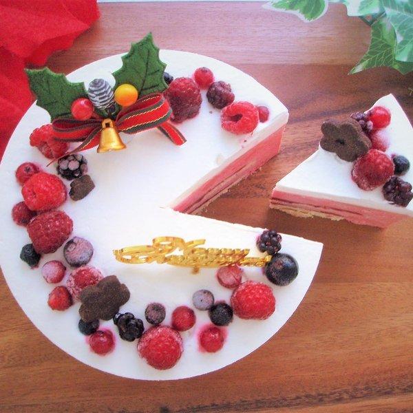 【糖質制限・低糖質スイーツ】ラズベリームースのクリスマスケーキ☆5号(15cm)糖質制限中の方や、ダイエット中の方にオススメ！