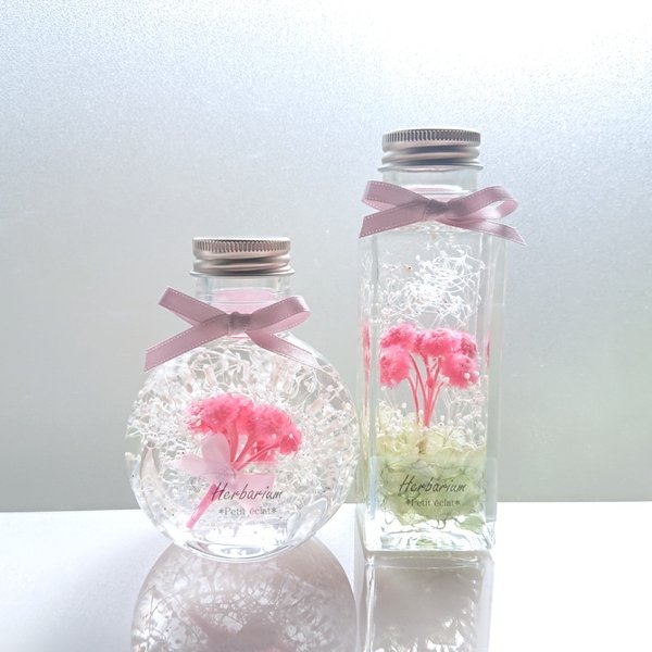 【再販】イモーテルの花束ハーバリウム2本セット 濃いピンク