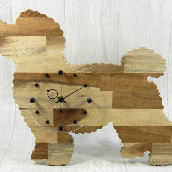 犬形時計　トイプードルsmall No.2【木製（アカシア集成材）】（置き・掛け兼用）