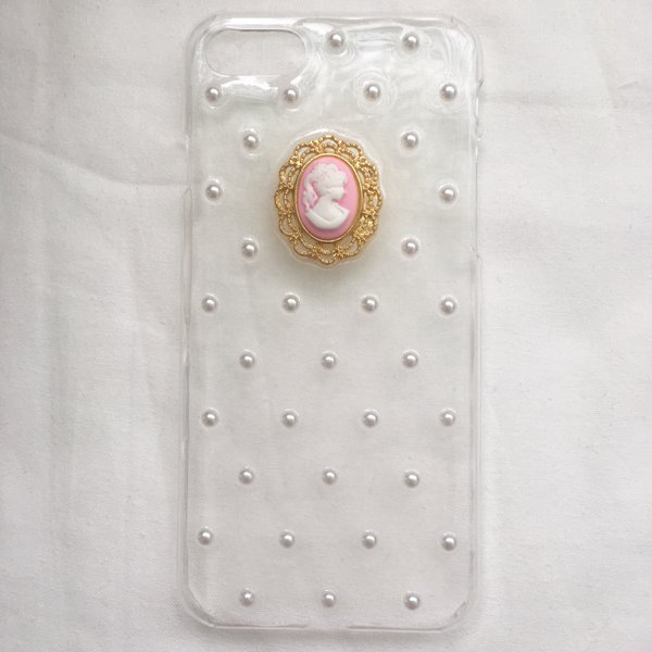 カメオとパールのiPhoneケース(pink)