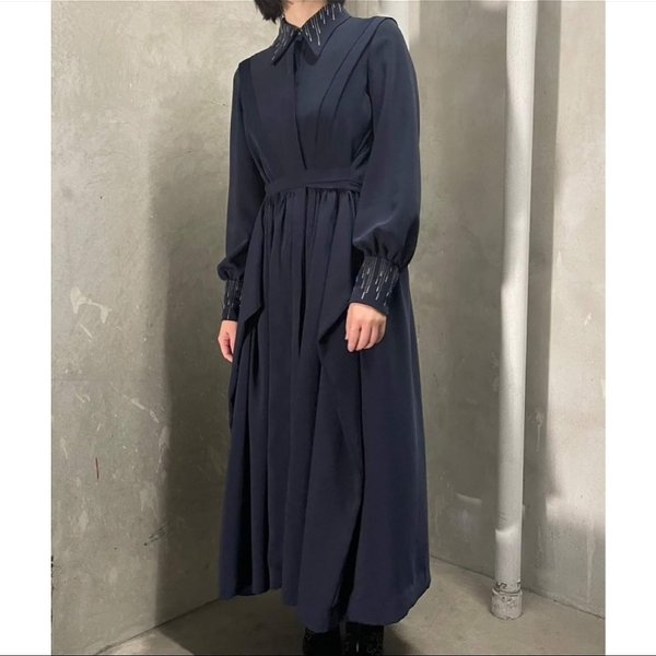 2way Design Stitch Maxi Dress  NAVY