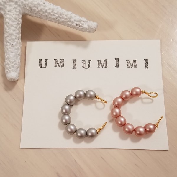 umiumimi イヤーカフ（ピンク × グレー）セット ☆ パール シンプル 