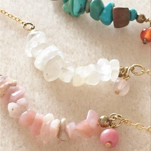 【10％OFFセール】 天然石のアンクレット☆ゴールドカラーチェーン