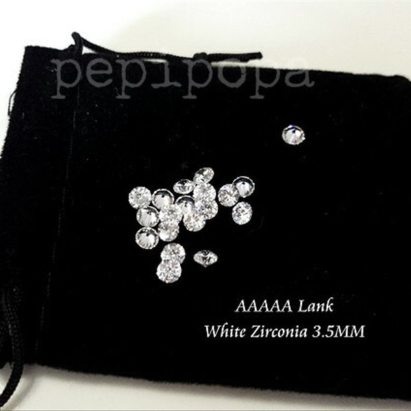 AAAAAランク ホワイトジルコニア 3.5MM キュービックジルコニア 模造ダイアモンド 素晴らしい輝き 誕生石 ベルベットポーチ付き １０個セット