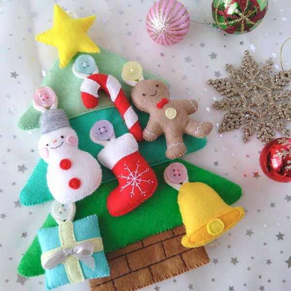 【限定】フェルトのクリスマスツリー タペストリー♡ボタン練習